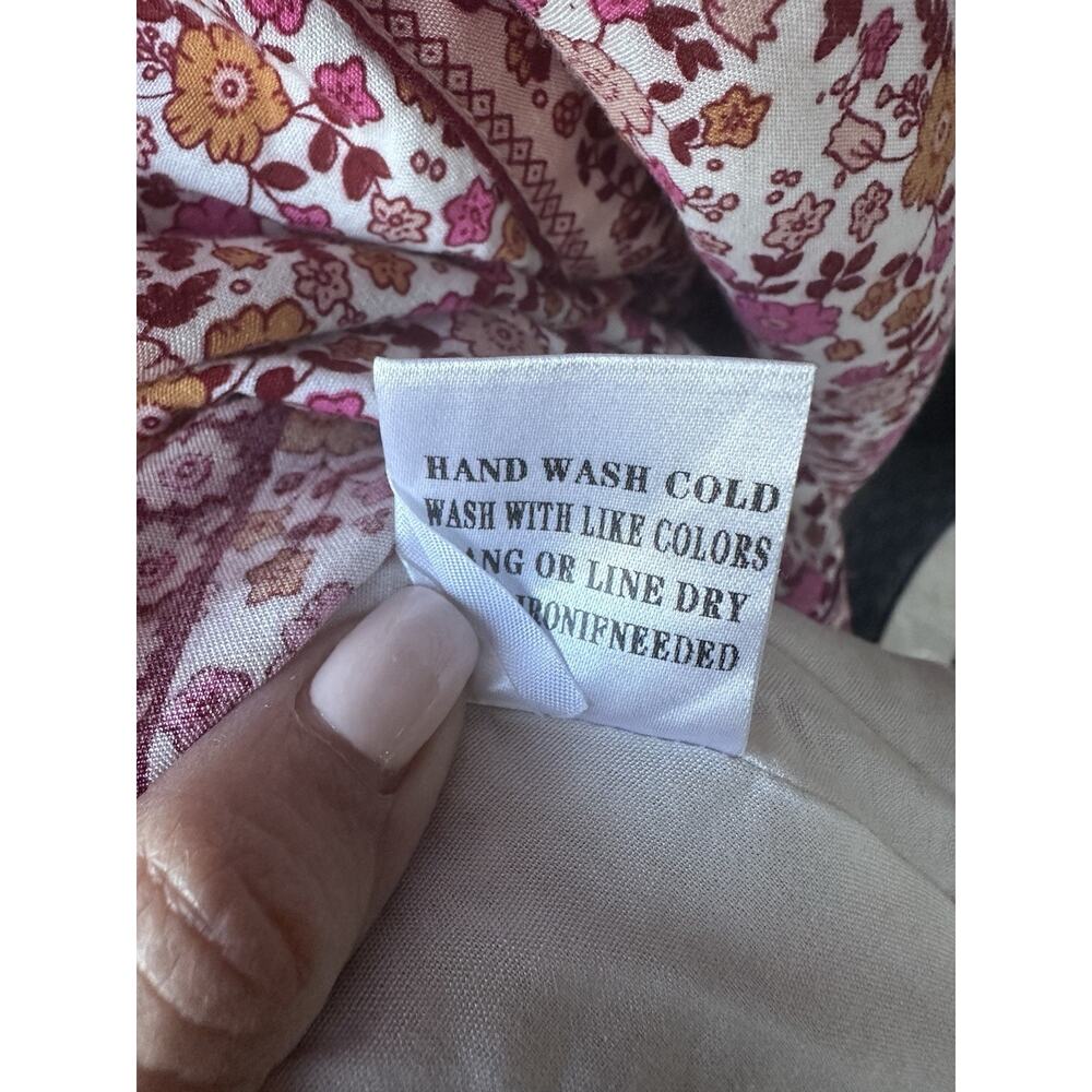 In Loom Floral Border Print Button Front Midi Dress Sz S Feminine Cottagecore - Picture 13 of 14